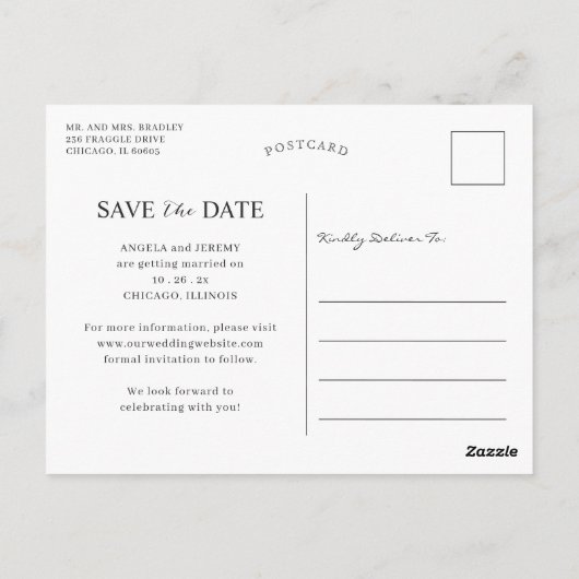 Subtle Light Paars Periwinkle Photo Save the Date Briefkaart (Achterkant)