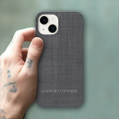 Subtle Linen Pattern - Grijs met naam Case-Mate iPhone Case