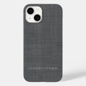 Subtle Linen Pattern - Grijs met naam Case-Mate iPhone Case (Achterkant)