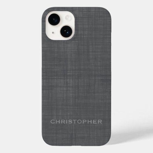 Subtle Linen Pattern - Grijs met naam Case-Mate iPhone Case (Achterkant)