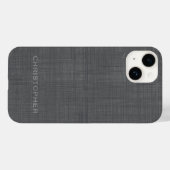 Subtle Linen Pattern - Grijs met naam Case-Mate iPhone Case (Achterkant (horizontaal))