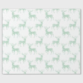 Subtle Mint Green Waterverf Reindeer Cadeaupapier (Vlak)