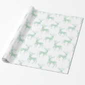 Subtle Mint Green Waterverf Reindeer Cadeaupapier (Uitgerold)