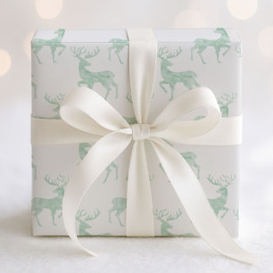 Subtle Mint Green Waterverf Reindeer Cadeaupapier