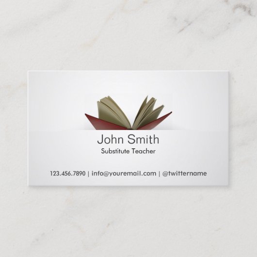 Subtle Open Book Substituent Teacher Visitekaartje (Voorkant)