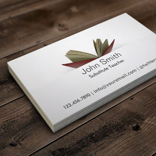 Subtle Open Book Substituent Teacher Visitekaartje