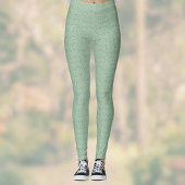 Subtle Paisley Sage Green White Spring Colors Leggings