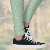 Subtle Paisley Sage Green White Spring Colors Leggings