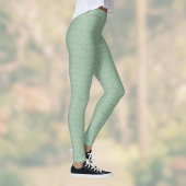 Subtle Paisley Sage Green White Spring Colors Leggings