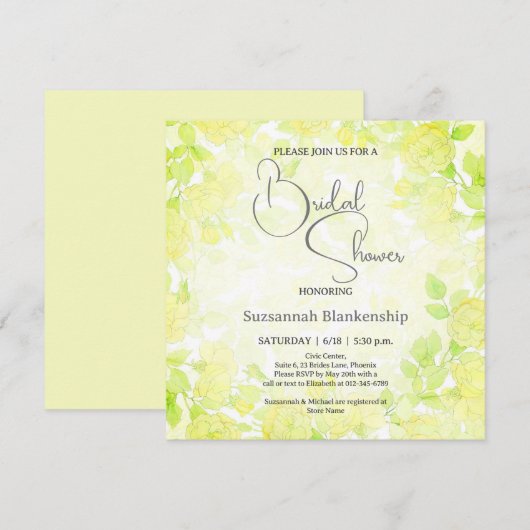 Subtle Pastel Floral Background Bridal Shower Kaart (Voorkant / Achterkant)