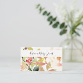 SUBTLE PEACH PINK WATERVERF FLORAAL PERSONALISEERD VISITEKAARTJE (Staand voorkant)