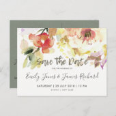SUBTLE PEACH PINK WATERVERF FLORAL BEWAREN DE DATU AANKONDIGINGSKAART (Voorkant / Achterkant)