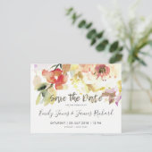 SUBTLE PEACH PINK WATERVERF FLORAL BEWAREN DE DATU AANKONDIGINGSKAART (Staand voorkant)