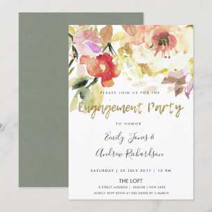 SUBTLE PEACH PINK WATERVERF FLORAL VERLOVING KAART