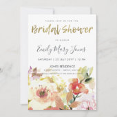 SUBTLE PEACH PINK WATERVERF FLORAL VRIJGEZELLENFEE KAART (Voorkant)