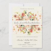 SUBTLE PEACH PINK WATERVERF FLORAL WEDING KAART (Voorkant)