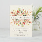 SUBTLE PEACH PINK WATERVERF FLORAL WEDING KAART (Staand voorkant)