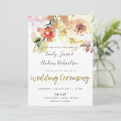 SUBTLE PEACH PINK WATERVERF FLORAL WEDING KAART (Staand voorkant)