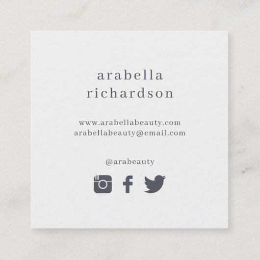 Subtle Pink and Peach Floral | Icons voor sociale  Vierkante Visitekaartje (Achterkant)