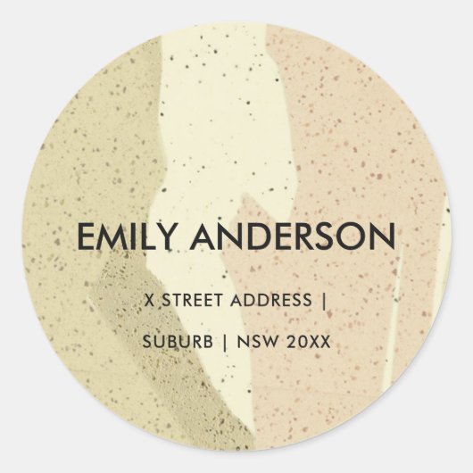 SUBTLE PINK GRAY MODERN ABSTRACT ART WAVES ADDRESS RONDE STICKER (Voorkant)