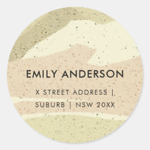 SUBTLE PINK GRAY MODERN ABSTRACT ART WAVES ADDRESS RONDE STICKER