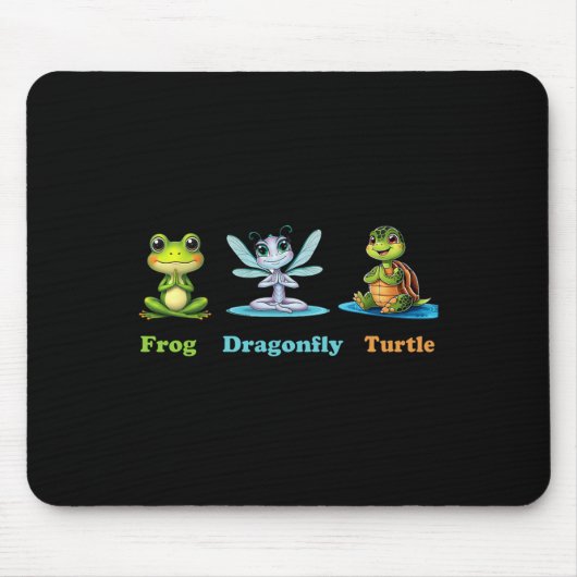 Subtle Political Humor Frog Dragonfly Turtle Yoga Muismat (Voorkant)
