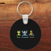 Subtle Political Humor Frog Dragonfly Turtle Yoga Sleutelhanger (Voorkant)