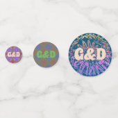 Subtle Rainbow Delicate Pastel Pattern & Initials Confetti (Achterkanten)