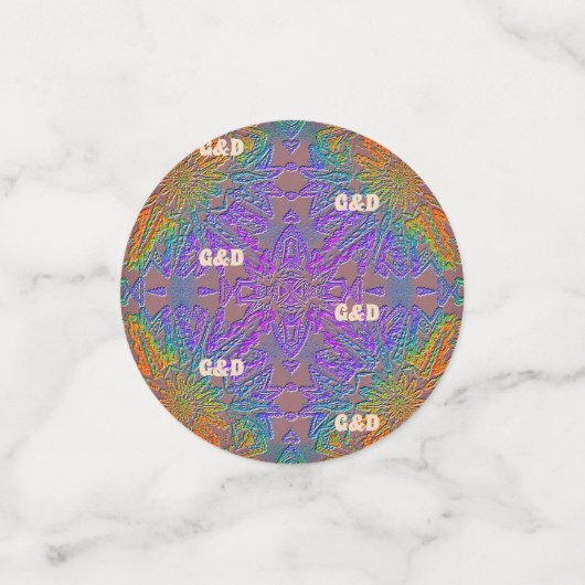 Subtle Rainbow Delicate Pastel Pattern & Initials Confetti (Kleine voorkant)