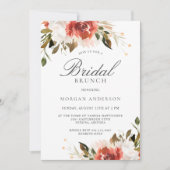 Subtle Red en White Floral Bouquet Bridal Brunch Kaart (Voorkant)