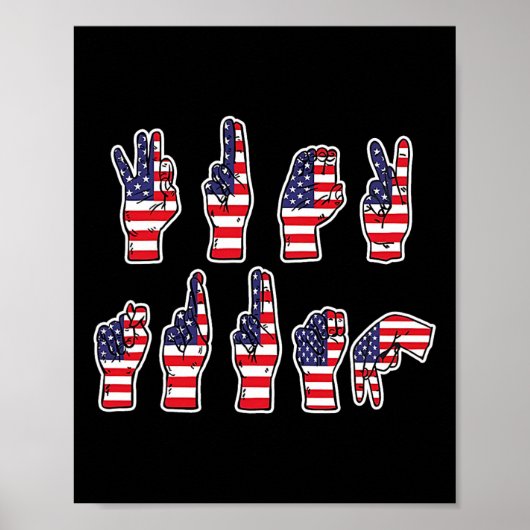 Subtle Resist Trump Asl Sign Language 4th Of July Poster (Voorkant)