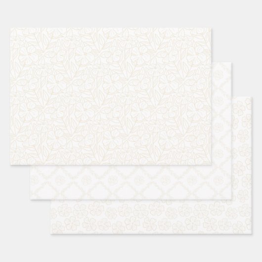 Subtle romantic outline floral design. inpakpapier vel (Set)