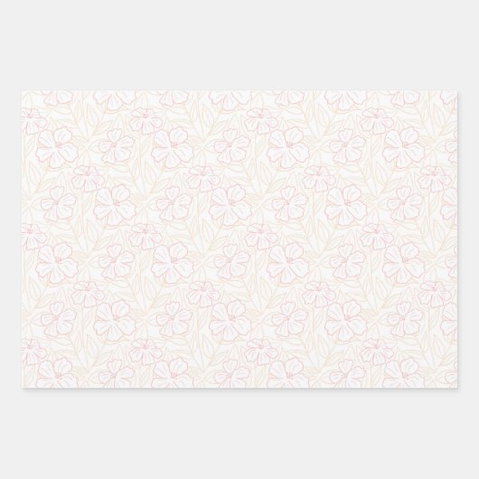Subtle romantic outline floral design. wrapping pa inpakpapier vel (Voorkant)