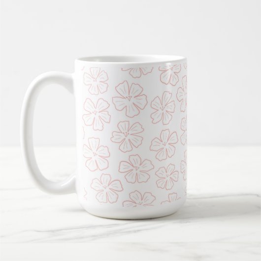 Subtle romantic outline floral design. wrapping pa koffiemok (Links)