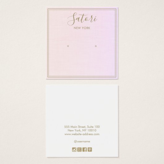 Subtle roze ombre Stud Earring Display Vierkante Visitekaartjes (Voorkant /achterkant)