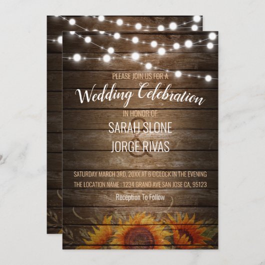 Subtle Rustic Sunflower Kaart (Voorkant / Achterkant)