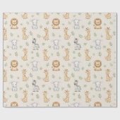 Subtle Safari Animals Pattern Birthday Cadeaupapier (Vlak)