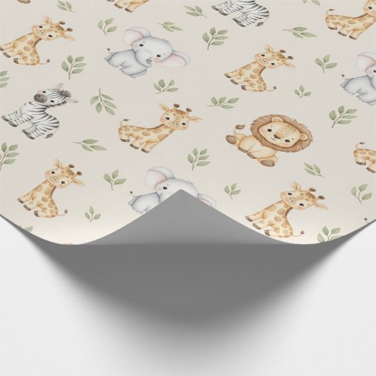 Subtle Safari Animals Pattern Birthday  Cadeaupapier (Hoek)