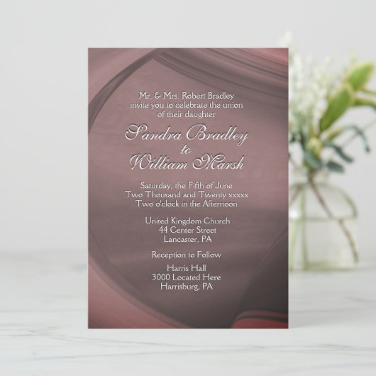 Subtle Sangria Wedding Invitation Kaart (Staand voorkant)