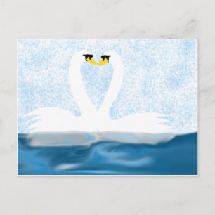 Subtle Swans in Love (hartvormen) Art Gifts Briefkaart