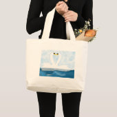 Subtle Swans in Love (hartvormen) Art Gifts Grote Tote Bag (Voorkant (product))