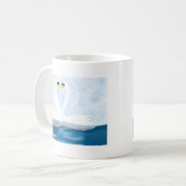 Subtle Swans in Love (hartvormen) Art Gifts Koffiemok (Voorkant links)