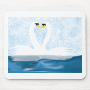 Subtle Swans in Love (hartvormen) Art Gifts Muismat