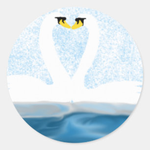 Subtle Swans in Love (hartvormen) Art Gifts Ronde Sticker