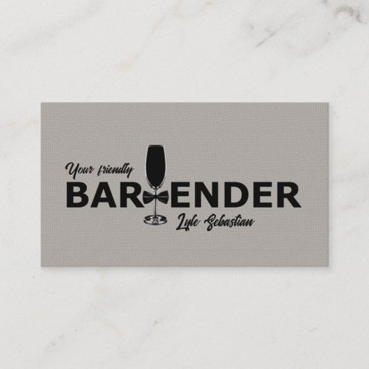 Subtle Tan en Black Event Bartender Visitekaartje (Voorkant)