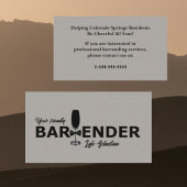 Subtle Tan en Black Event Bartender Visitekaartje