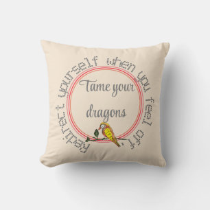 Subtle Tan Natural Personalize Text Bird Kussen