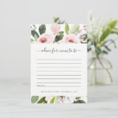 SUBTLE WASH BLUSH PINK FLORAL ADVICE BABY SHOWER INFORMATIEKAARTJE (Staand voorkant)
