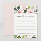 SUBTLE WASH BLUSH PINK FLORAL ADVICE BABY SHOWER INFORMATIEKAARTJE (Voorkant / Achterkant)