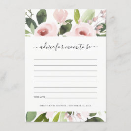 SUBTLE WASH BLUSH PINK FLORAL ADVICE BABY SHOWER INFORMATIEKAARTJE
